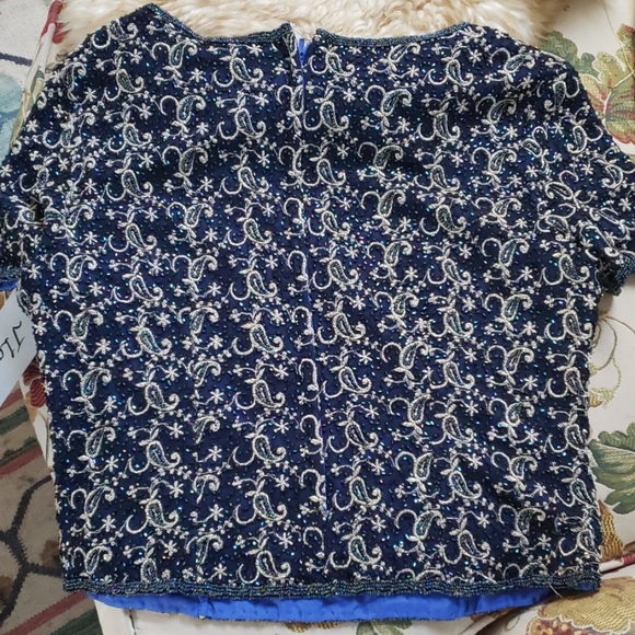 Beautiful Sequins  blue top - Picture 5 of 6